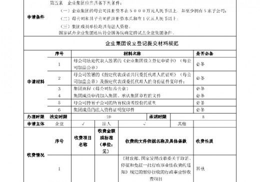 企業(yè)集團設立登記辦事指南